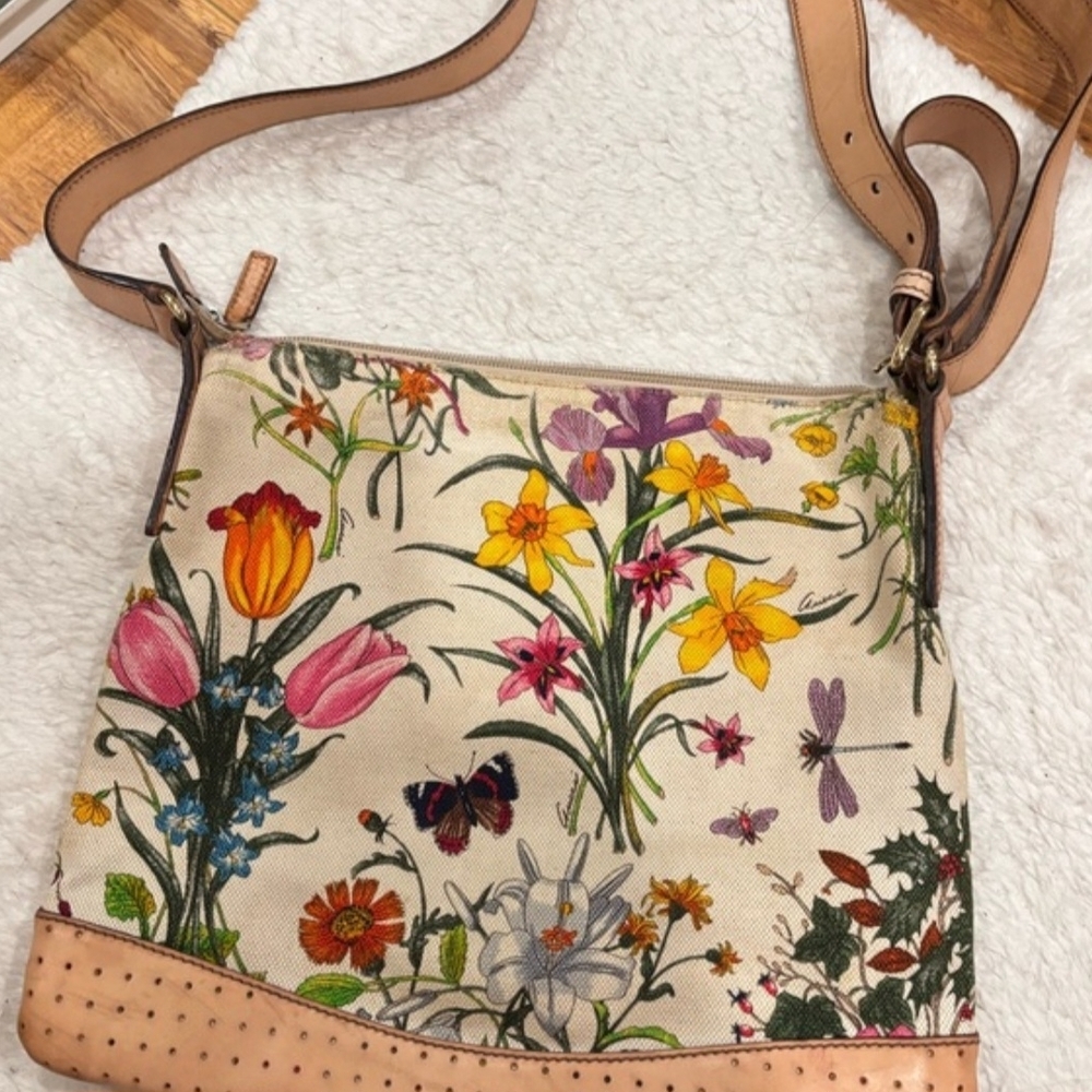 Gucci Floral Canvas Crossbody Bag